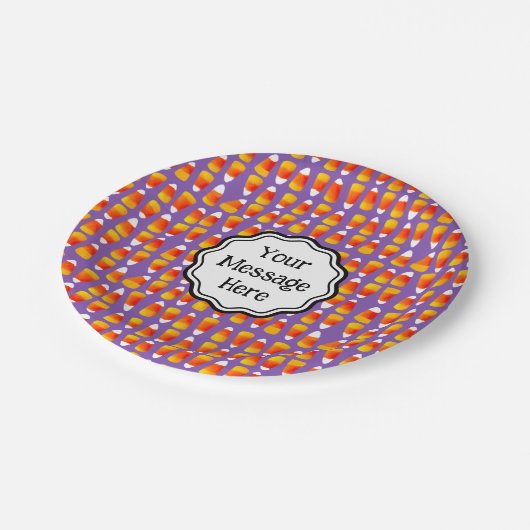 Personalisierte Halloween Crazy Candy Corn Pappteller (Schrägansicht)