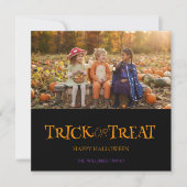 Personalisierte Halloween-Fotokarte | Süßes oder S Karte (Vorderseite)