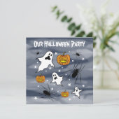 Personalisierte Halloween-Geister, Pumpkins und Sp Einladung (Stehend Vorderseite)