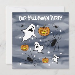 Personalisierte Halloween-Geister, Pumpkins und Sp Einladung