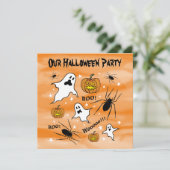 Personalisierte Halloween-Geister, Pumpkins und Sp Einladung (Stehend Vorderseite)