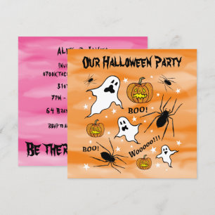 Personalisierte Halloween-Geister, Pumpkins und Sp Einladung