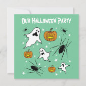 Personalisierte Halloween-Geister, Pumpkins und Sp Einladung (Vorderseite)