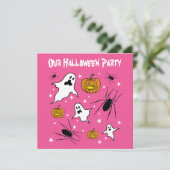 Personalisierte Halloween-Geister, Pumpkins und Sp Einladung (Stehend Vorderseite)