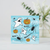 Personalisierte Halloween-Geister, Pumpkins und Sp Einladung (Stehend Vorderseite)