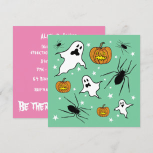 Personalisierte Halloween-Geister, Pumpkins und Sp Einladung