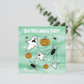 Personalisierte Halloween-Geister, Pumpkins und Sp Einladung (Stehend Vorderseite)