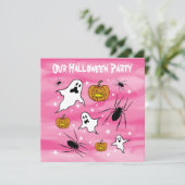Personalisierte Halloween-Geister, Pumpkins und Sp Einladung (Stehend Vorderseite)