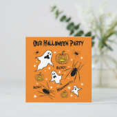Personalisierte Halloween-Geister, Pumpkins und Sp Einladung (Stehend Vorderseite)