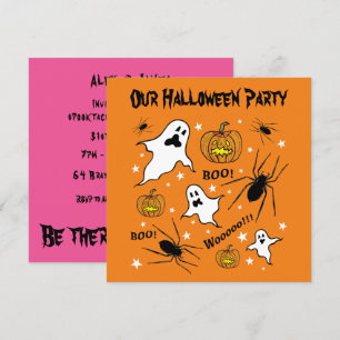 Personalisierte Halloween-Geister, Pumpkins und Sp Einladung