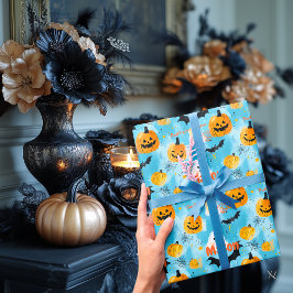 Personalisierte Halloween-Geister und Pumpkins Geschenkpapier