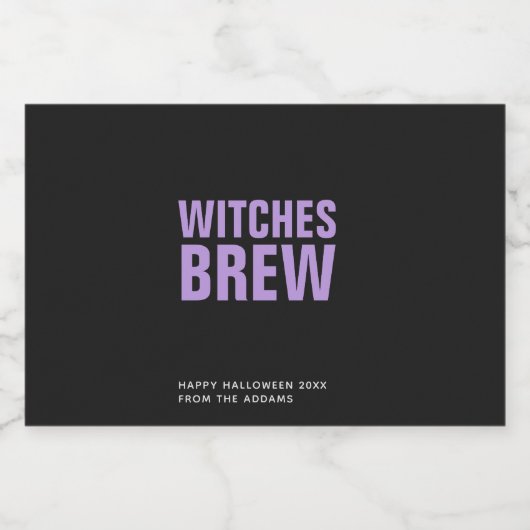 Personalisierte Halloween Hexen Bräu Minimalistisc Alkoholflaschenetikett (Einzelnes Label)