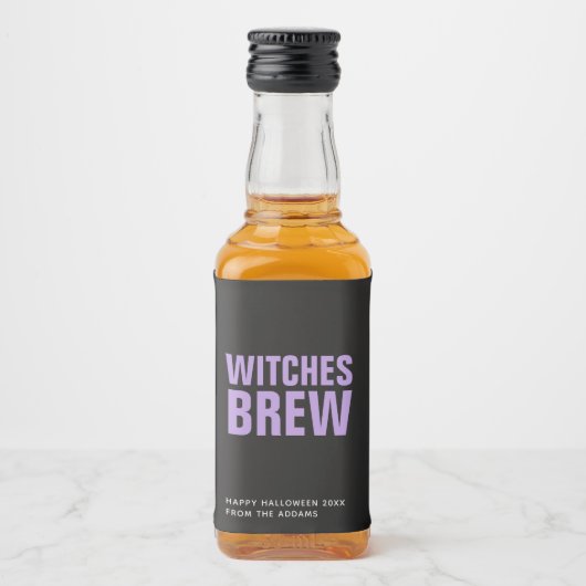 Personalisierte Halloween Hexen Bräu Minimalistisc Alkoholflaschenetikett (Vorderseite)