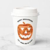 Personalisierte Halloween-Jack-o'-Lantern-Word-Wol Pappbecher (Rückseite)