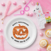 Personalisierte Halloween-Jack-o'-Lantern-Word-Wol Pappteller (Party)