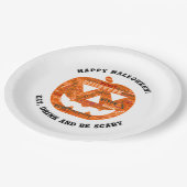 Personalisierte Halloween-Jack-o'-Lantern-Word-Wol Pappteller (Schrägansicht)