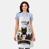 Personalisierte Halloween-Katz-Kochschürze mit ind Schürze (Getragen)