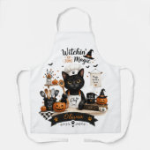 Personalisierte Halloween-Katz-Kochschürze mit ind Schürze (Vorderseite)