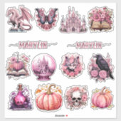 PERSONALISIERTE HALLOWEEN PINK GOTHIC SPOOKY AUFKLEBER (Blatt)