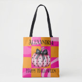 Personalisierte Halloween Pumpkin Bow Pink Orange Tasche (Vorderseite)