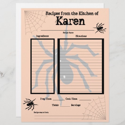 Personalisierte Halloween-Rezept-Seite (Vorne/Hinten)