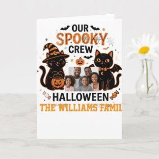 Personalisierte Halloween-Schwarzkatzen-Familienko Karte