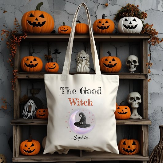 Personalisierte Halloween-Tasche - Die Gute Hexe Tragetasche
