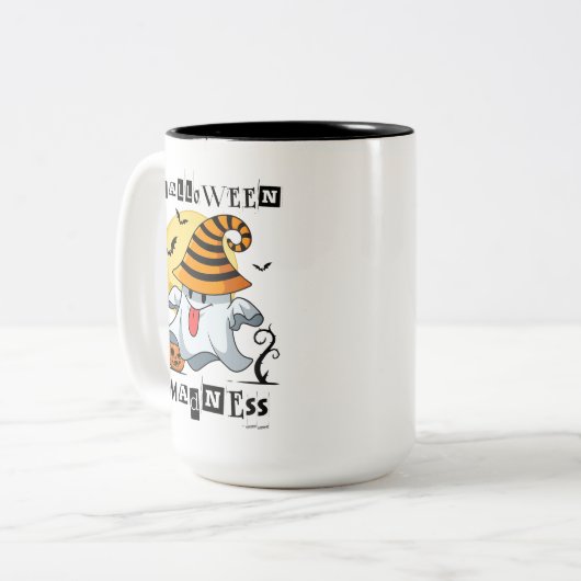 PERSONALISIERTE HALLOWENIGKEIT MIT NIEDLICHER GHOS ZWEIFARBIGE TASSE (Vorderseite Links)