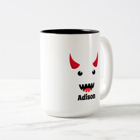 PERSONALISIERTE HALLOWENIGKEIT MIT NIEDLICHER GHOS ZWEIFARBIGE TASSE (VorderseiteRechts)