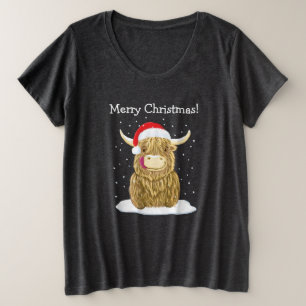 Personalisierte Hamburger Hochland-Kuh Weihnachten Große Größe T-Shirt