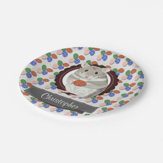 Personalisierte Hamsterzeit Pappteller (Schrägansicht)
