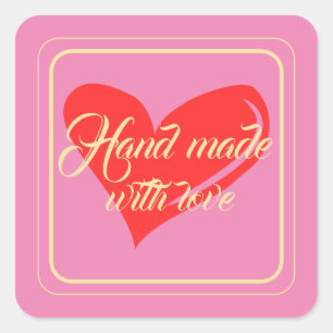Personalisierte Hand aus Liebe Quadratischer Aufkleber