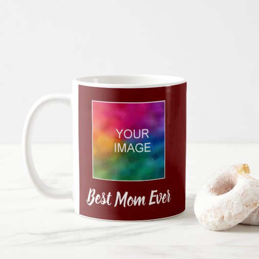 Personalisierte Hand Script Dark Red Best Mama jem Kaffeetasse (Mit Donut)