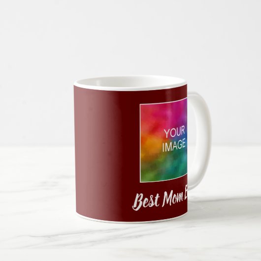 Personalisierte Hand Script Dark Red Best Mama jem Kaffeetasse (VorderseiteRechts)