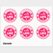 Personalisierte Handarbeit mit Liebe Backen Runder Aufkleber (Blatt)