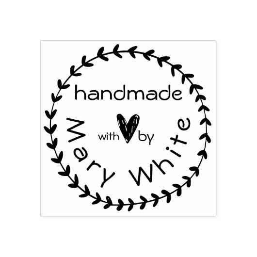 Personalisierte Handarbeit mit Liebe Kranz Gummistempel (Prägung)