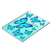 Personalisierte handbemalte blaue Schmetterlinge O Notizblock (Linke Seite)