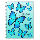 Personalisierte handbemalte blaue Schmetterlinge O Notizblock (Vorderseite)