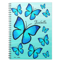 Personalisierte handbemalte blaue Schmetterlinge O