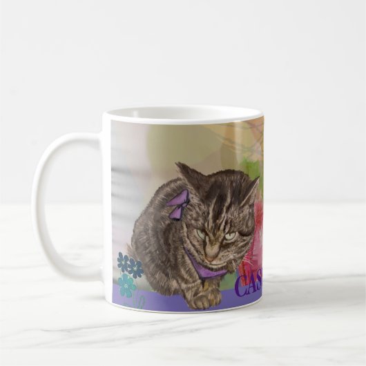 Personalisierte handbemalte Katzenkunst Tasse mit  (Links)