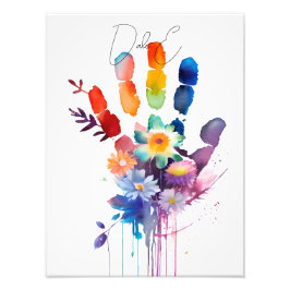 Personalisierte Handdruckfarbe mit Blume Kunst Fotodruck