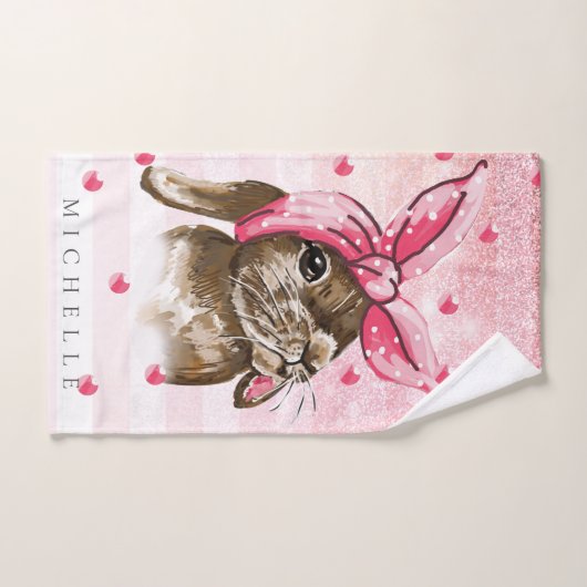 Personalisierte Handgemälde Bunny Glitzer Handtuch (Handtuch)