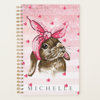 Personalisierte Handgemälde Bunny Glitzer Planer