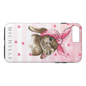 Personalisierte Handgemalt Hase mit rosa Bug Case-Mate iPhone Hülle (Rückseite (Horizontal))