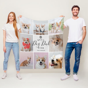 Personalisierte handgeschriebene Best Dog Dad 8 Fo Fleecedecke