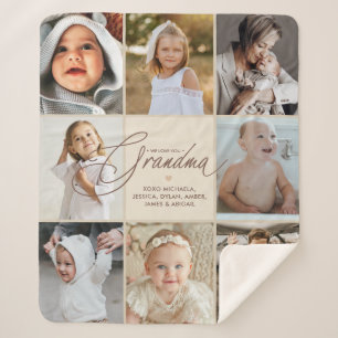 Personalisierte handgeschriebene Liebe Oma 8-Fotos Sherpadecke