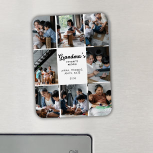 Personalisierte handgeschriebene Oma 8 Foto-Collag Magnet