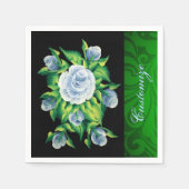 Personalisierte handgestrichene blaue Rose Napkins Serviette (Vorderseite)