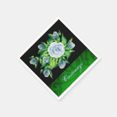 Personalisierte handgestrichene blaue Rose Napkins Serviette (Ecke)