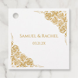 Personalisierte handgezeichnete Goldene Rose Hochz Geschenkanhänger